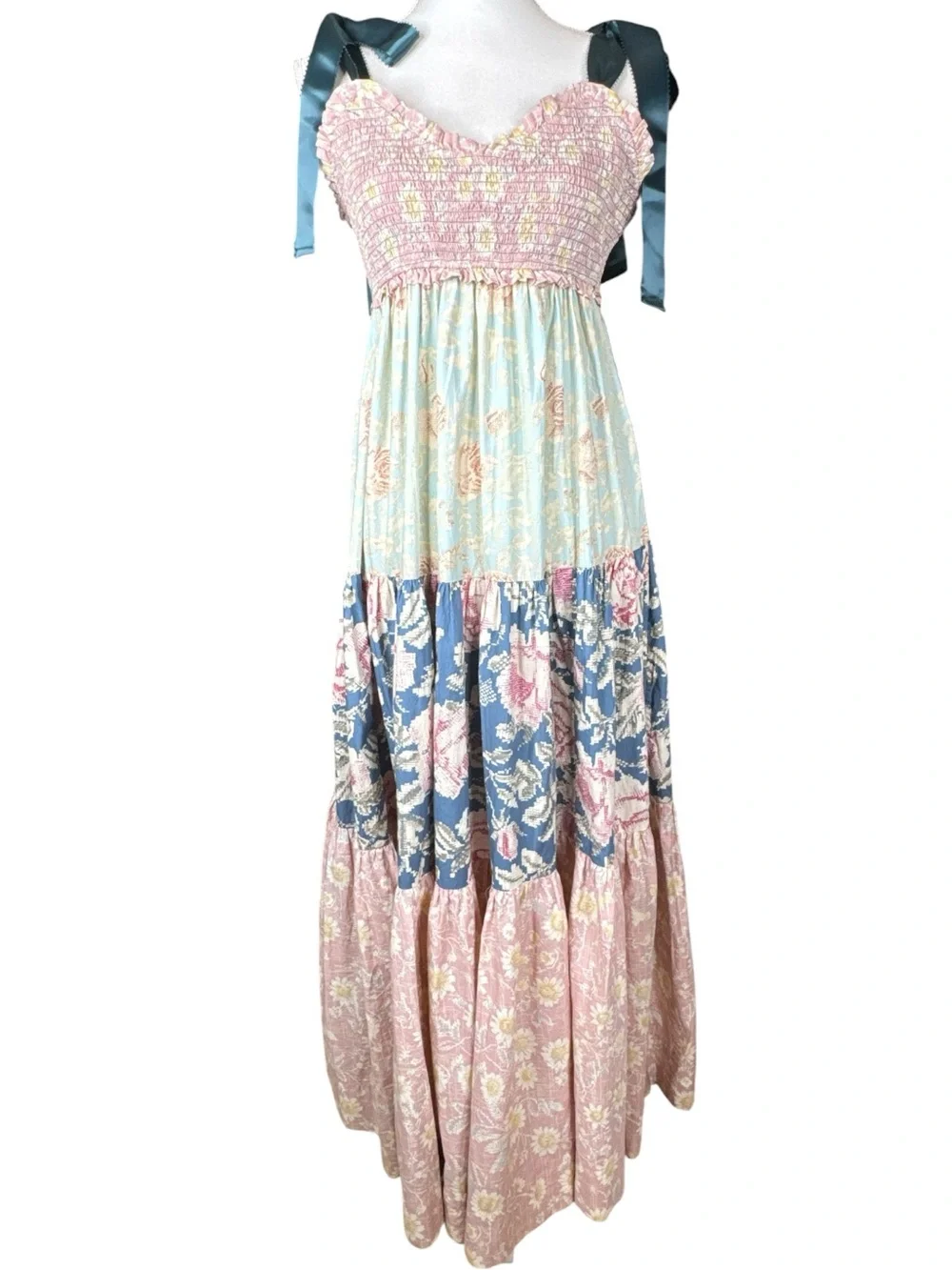 FREE PEOPLE Bluebell Mixed Print Cotton Maxi Dress
